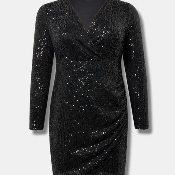 Torrid Mini Black Sequin Mesh Dress, NWT, Size 1X - Picture 6 of 6